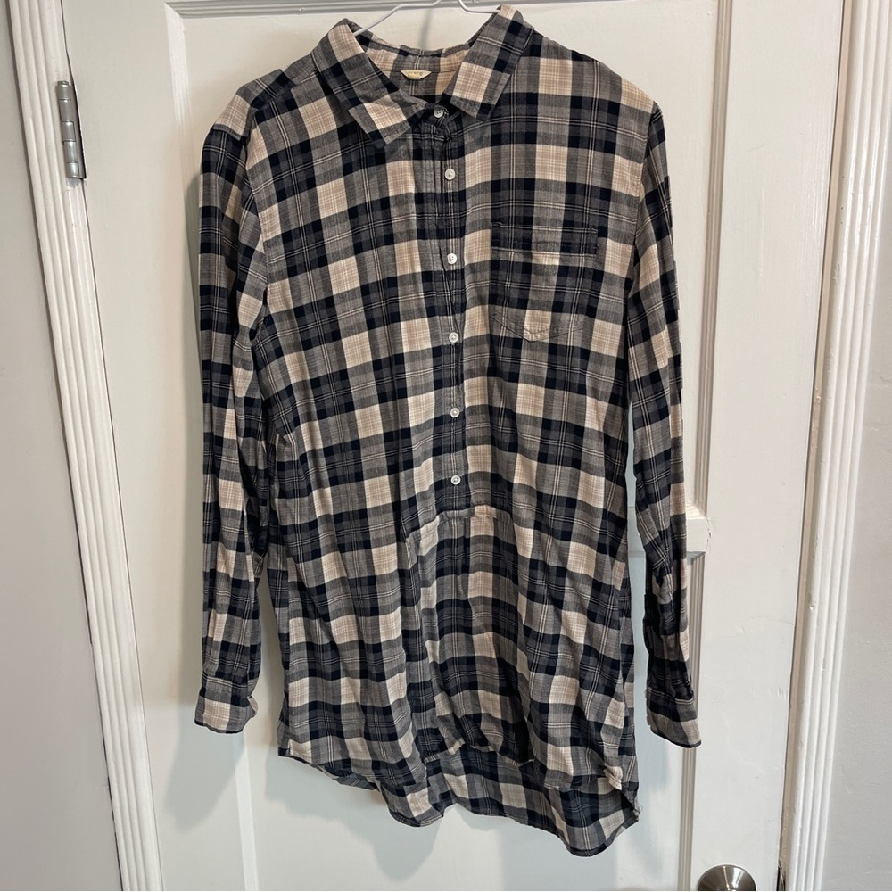 J Crew Black and Tan Plaid Shirt